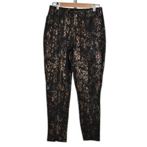 Slimming Options Metallic Snake Skin Pattern Stretch Pants Size M